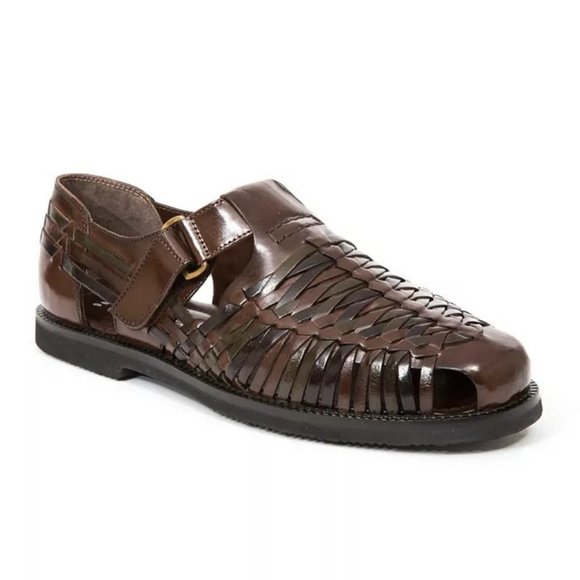 Deer Stags Men\'s Bamboo2 Brown & Black Leather Sandals - 11.5M - New in Box